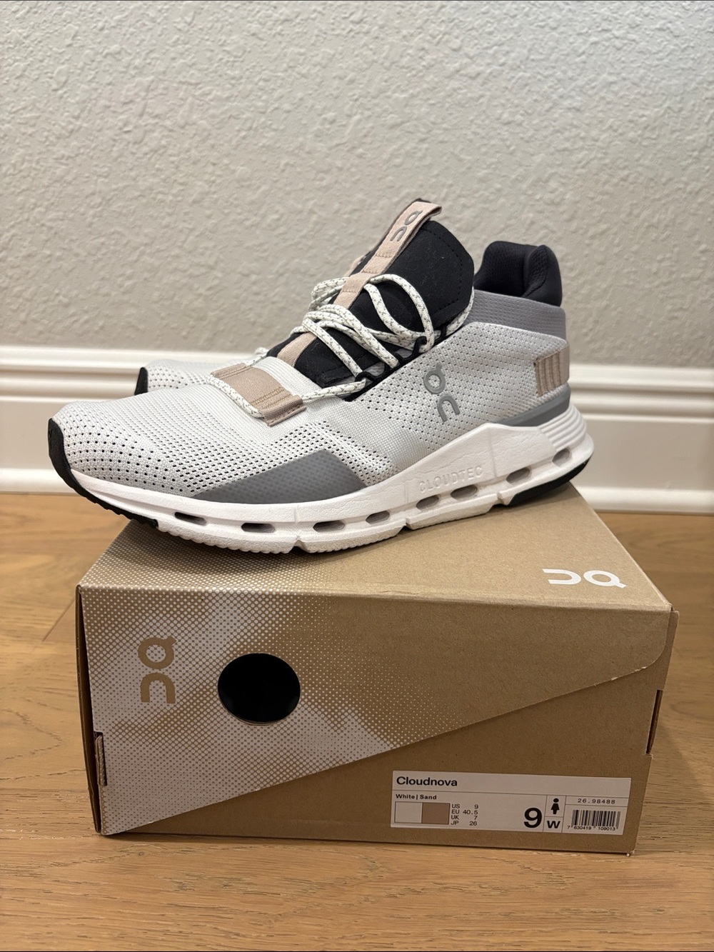 On Running Cloudnova Sneakers in White and Sand